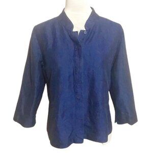 Eileen Fisher 100% Silk Blouse with Crinkle Texture